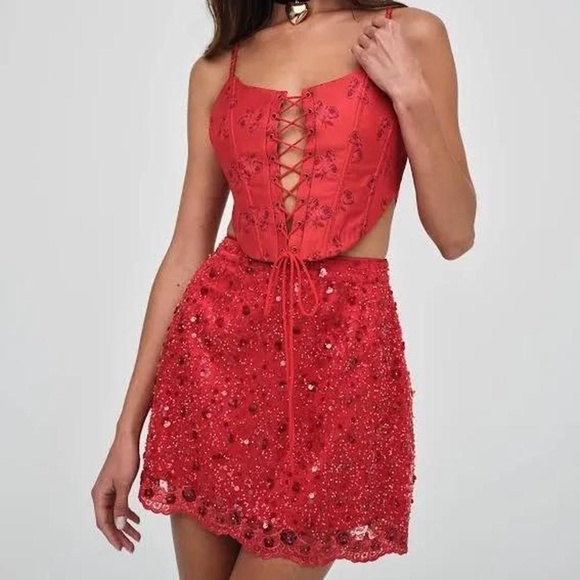 For Love & Lemons Gwendolyn Skirt, Embellished Skirt, Birthday Outfit, Like New - Picture 1 of 6